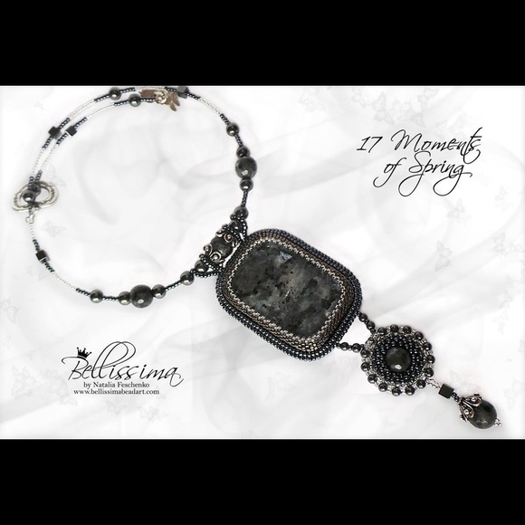 Handmade statement necklace - semi-precious gems - Picture 2 of 7